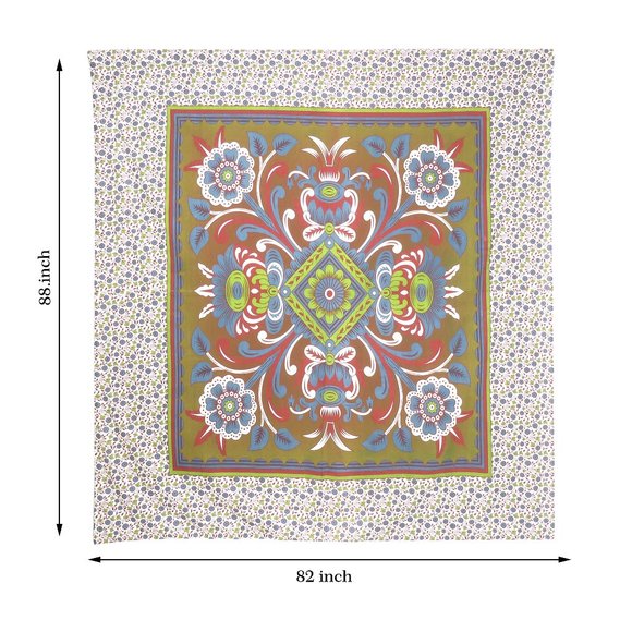 Oussum Olive Green Floral Print Ceiling Décor Cover Wall Art Decorative Tapestry - Picture 3 of 3